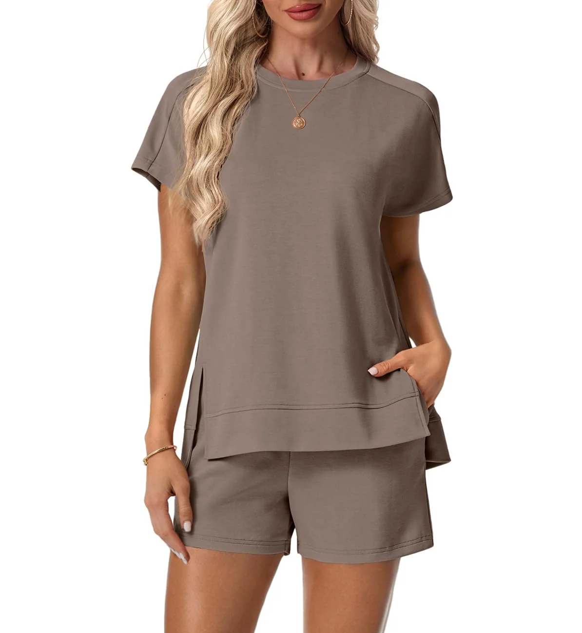 Women's Summer Set: Side Slit Top & Elastic Shorts